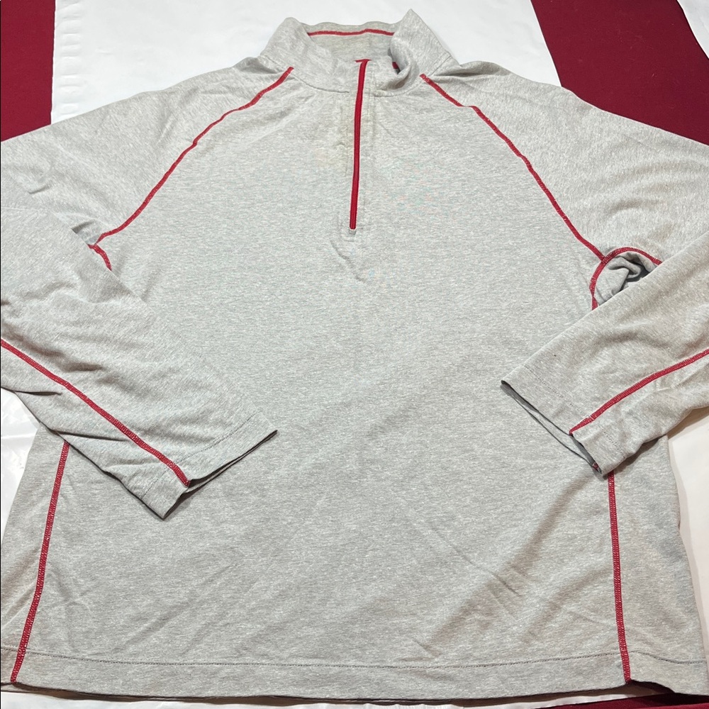 Cloudveil GRAY 1/4 Zip Pullover knit shirt cotton blend Long Sleeve MEN’S LARGE